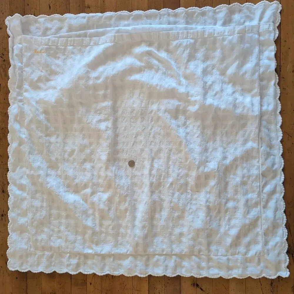 Pratesi basket weave cotton jacquard euro sham with embroidered scallop edge